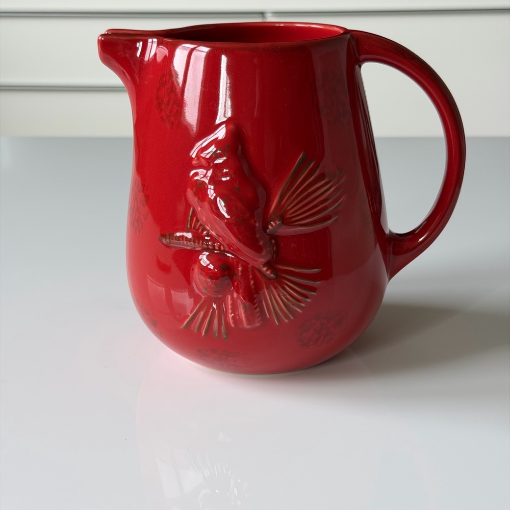 Teleflora Red Cardinal Ceramic Pitcher/Vase with Bird Design - Picture 10 of 12